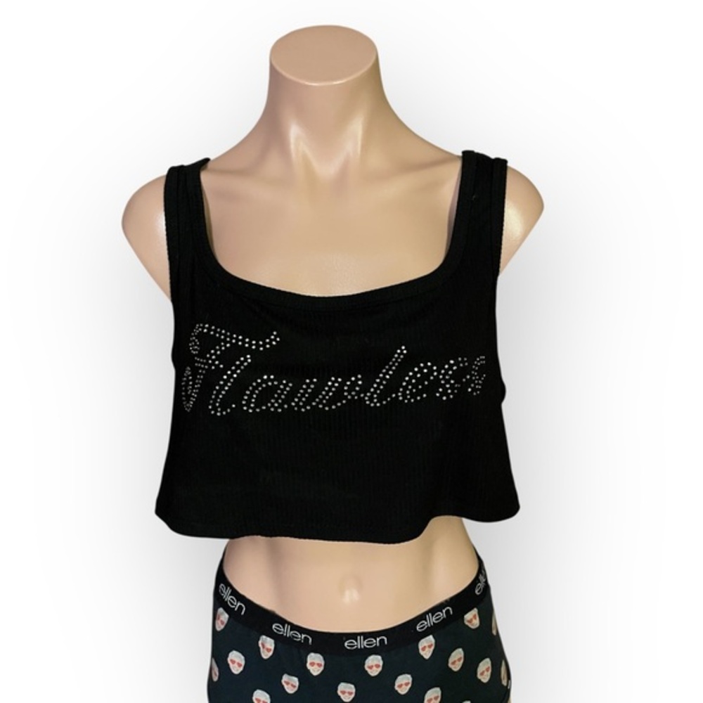 Say Anything Vintage Y2K Large Rhinestoned Flawless Cropped Tank Top